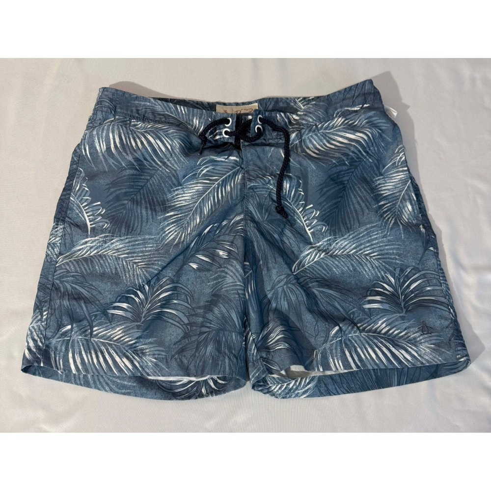 Original Penguin By Munsingwear Swim Shorts Trunks Men's Sz 32 Blue Tropical Prt